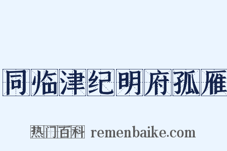 同临津纪明府孤雁是什么意思的图片